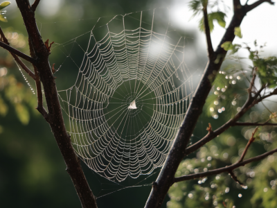 Technique simple pour photographier les gouttes de brume sur une toile d'araignée