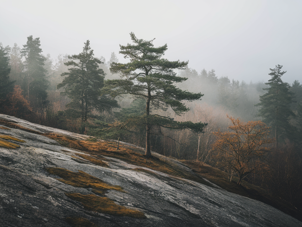 Techniques de composition photo pour rendre la solitude d'une forêt brumeuse