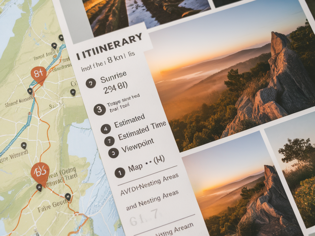 Itinéraire détaillé: rando de 8 km pour photographier le lever de brume et éviter les zones de nidification